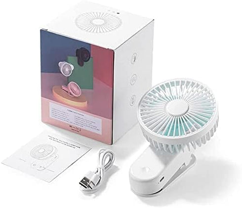 Portable Mini Clip on Fan, 2400mAh Rechargeable USB Battery Operated Stroller Fan with Magnetic - White...