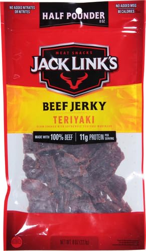 Jack Link's Beef Jerky, Teriyaki, Half Pounder Large Jerky Bag - Flavorful Meat Snack, Ready to Eat Protein Snacks with 11g of Protein per Serving...