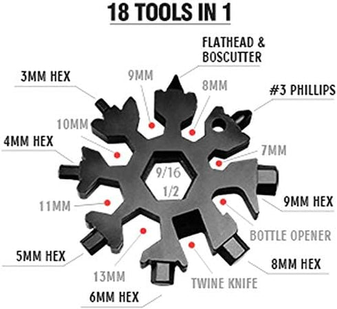 18-in-1 Snowflake Multitool - Stainless Steel Bottle Opener, Multi Tool Cool Gadget for Men, Dads, Husbands (Colorful)...