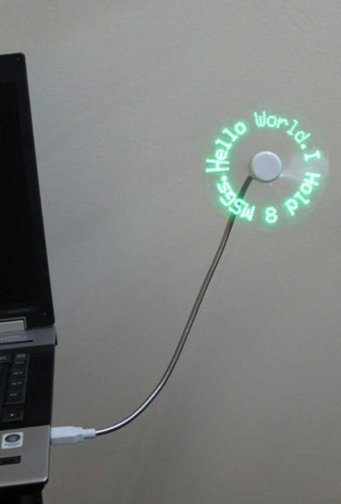 PowerTRC LED Programmable Message Fan with Customized Drawing - USB Powered (Green LED)...