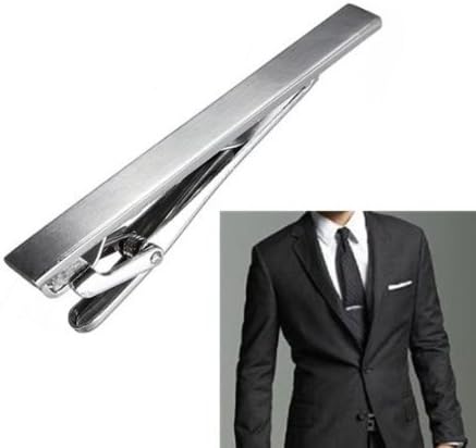 Mens Formal Stainless Steel Metal Simple Necktie Tie Bar Clasp Clip Practical Decor Necktie Tie Bar Clip (Silver)...