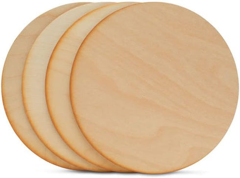 Unfinished Circles 5 inch, 1/8 Inch Thick, Pack of 5 Round Discs with Rustic Burnt Edges for Christmas Tree Decor, by Woodpeckers...