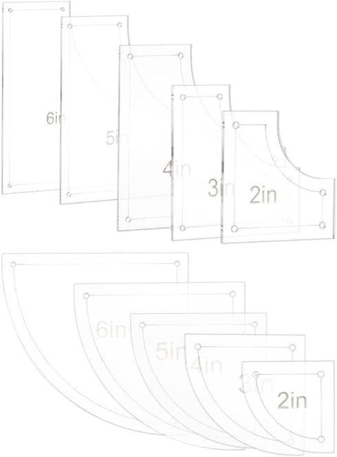 BENECREAT 10Pieces Quilting Acrylic Template Set, 2/3/4/5/6Inch Transparent Rulers with Film Protection, for DIY Kitchen Art Craft...