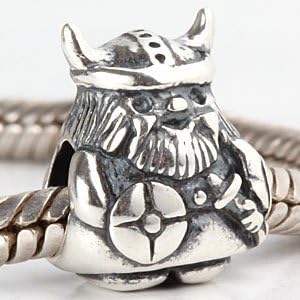 Viking Warrior Charm - 925 Sterling Silver - Fits DIY European Bracelet...