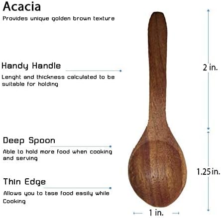 Set of 4 Small Round Acacia Wooden Bowls 2¾ Inch Diameter 1½" High With Spoons - Stackable Mixing Bowl Salad Soup Snack Dip Sauce Charcuterie Wood...