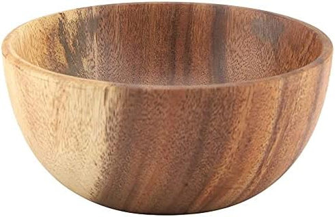 Yosoo Natural Hand-Made Solid Wood Bowl, Classic Large Round Acacia Wood Salad Soup Dining Bowl, Premium Wood Kitchen Utensils(16x7 cm / 6.3x2.8 i...