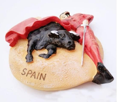 Tiny Matador and Bull Bullfight in Spain Southern Europe Tourist Attractions Resin Refrigerator Magnet Traveler Souvenir Gift Memento 3D Fridge Ma...