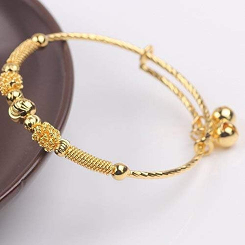 loyoe jewelry 24k Yellow Gold Plated Baby's Bracelet Adjustable Children's Bangle(2pcs/lot)...