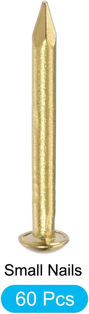 Small Nails (1.5x15mm) 60pcs, Brass Tiny Hardware Nails - for Household Woodworking, Brass Tone...