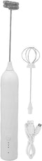 Handheld Milk Frother, Coffee Foam Maker USB Rechargeable Hand Drink Mixer 3 Speeds Electric Whisk Adjustable Hand Held Blender with 2 Heads for C...