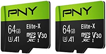 PNY 64GB Elite-X UHS-I U3 V30 microSDXC Memory Card 2-Pack - 100MB/s, 4K UHD, Full HD, micro SD...