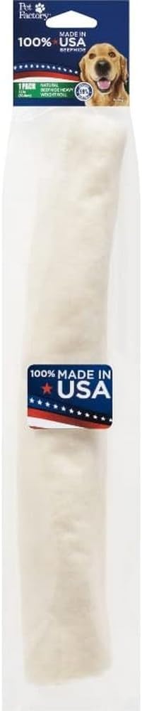 PET FACTORY 100% Made in USA Beefhide 12" Roll Dog Chew Treat - Natural Flavor, 1 Count/1 Pack...