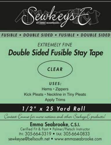 Field's Fabrics Clear - 1/2" Double Sided Fusible Stay Tape - 0.5" X 25 Yards SewkeysE Extremely Fine Sold by The 25 Yard Roll (DSFST.5) M494.21...