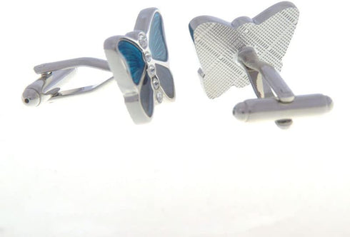 Butterfly Blue with Crystals Cufflinks in a Presentation Gift Box with a Polishing Cloth...