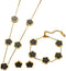 Clover Jewelry Set 18K Gold Plated Stainless Steel Necklace with Flower Design Four leaf clover for Women, Elegant Four Leaf Clover Necklace Flora...