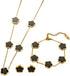 Clover Jewelry Set 18K Gold Plated Stainless Steel Necklace with Flower Design Four leaf clover for Women, Elegant Four Leaf Clover Necklace Flora...