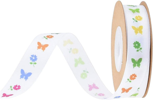 1 Roll 0.6in Colorful Butterfly Ribbon DIY Bow Headdress Headband Gift Packaging Gift Box Flowers Rope Ribbon?10 Yard/roll?...