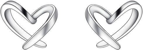 Heart Silver Stud Earrings, Hypoallergenic Tiny Small Love Hearted Stud Earrings for Women Jewelry Gift...