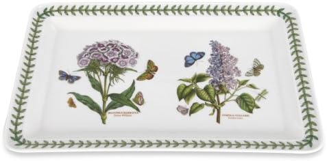 Portmeirion Botanic Garden Rectangular Tray (14.5"x7") - Assorted Floral Motifs - Fine Porcelain with Chip-Resistant Glaze - Dishwasher, Microwave...