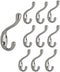 QCAA Premium Quality Heavy Duty Coat and Hat Hook Hanger, 3-3/8", Zinc Die Cast, Satin Nickel, 10 Pack, Made in Taiwan...