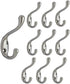 QCAA Premium Quality Heavy Duty Coat and Hat Hook Hanger, 3-3/8", Zinc Die Cast, Satin Nickel, 10 Pack, Made in Taiwan...