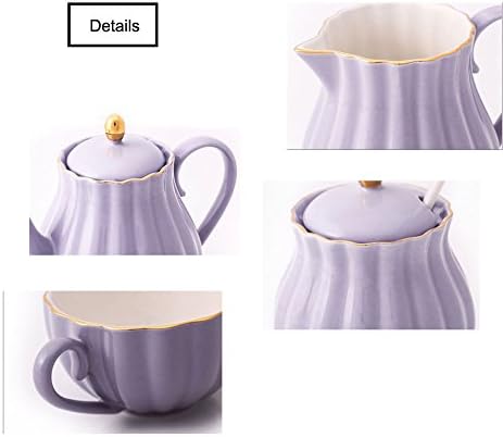 CHOOLD Elegant Flower Design Ceramic Sugar and Creamer Set with Lid Spoon Creamer Serving Set Coffee Serving Set Wedding Gift 7.5oz...