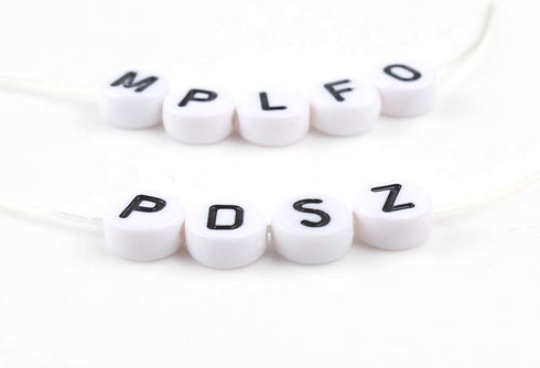 Song Xi 1200pcs White Round Acrylic Alphabet Beads - Black Letter Beads 4x7mm for Bracelets and Jewelry Making Key Chains...