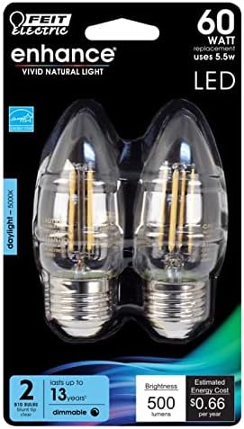 Feit Electric BPETC60950CAFIL/2/RP 60W EQ LED Light Bulb E26, 2 Bulbs...