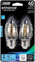 Feit Electric BPETC60950CAFIL/2/RP 60W EQ LED Light Bulb E26, 2 Bulbs...