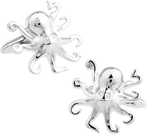 Octopus Cufflinks for Men, Octopus Cuff Links (Silver)...