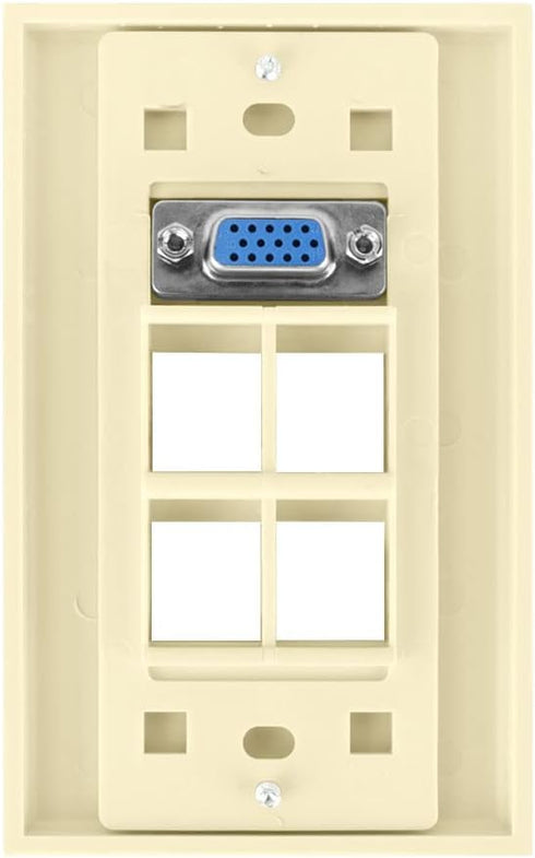 VGA + 4 port Keystone Wall Plate (Ivory)...