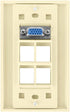 VGA + 4 port Keystone Wall Plate (Ivory)...