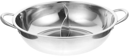 UPKOCH Stainless Steel Pot with Divider Weldless Hot Pot Two-flavor Soup Pot Shabu Shabu Pot Induction Cookware with Handle for Gas Electric Stove...