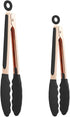 KAISHANE Kitchen Food Tongs-Rose Gold Tongs Copper Stainless Steel Silicone Tipped Kitchen Food BBQ and Cooking Tongs Set 9” and 12” for Non Stick...