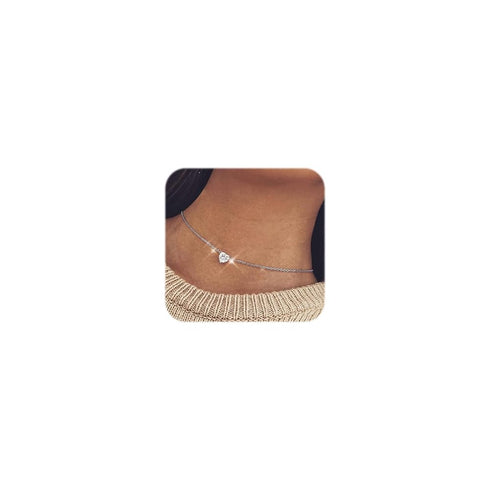 Women Simple Choker Heart Choker Pendant Necklace Trendy Necklace Bridal Necklace Jewelry for Women (SILVER)...
