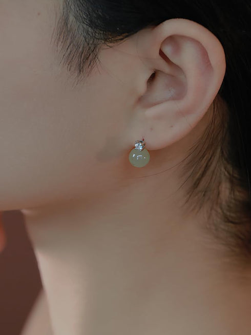 mothers day gifts Natural Real Jade Stud with moissanites Diamonds 925 Silver Backs Jade Jewelry for Daily...