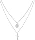 Nazareth Store Layered Cross Necklaces for Women, Dainty 14K Gold Plated 18" Necklace Saint Benedict Medal Protection Amulet Chain Gold Choker Tre...