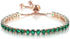 18K Rose Gold 3 Set Created Emerald Sapphire Round Necklace, Earrings And Tennis Bracelet Plated...