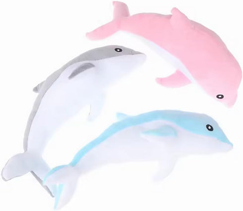 3 Pieces, Dolphin Filled Animal Plush Pillow, Super Soft Doll, Ocean Animal Plush Toy for Boys and Girls as a Sleeping mat Gift, (Blue, Pink, Gray...