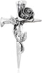 Vintage Flower Cross Brooch Pin for Women Men Silver Plated Fashion Unique Valentine Religion Brooches Lapel Pins Dainty Dress Accessories Elegant...