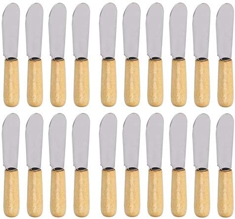 20-Pack Butter Spreader Stainless Steel Sandwich Cream Cheese Knives Set Wood Handle 4-inch...