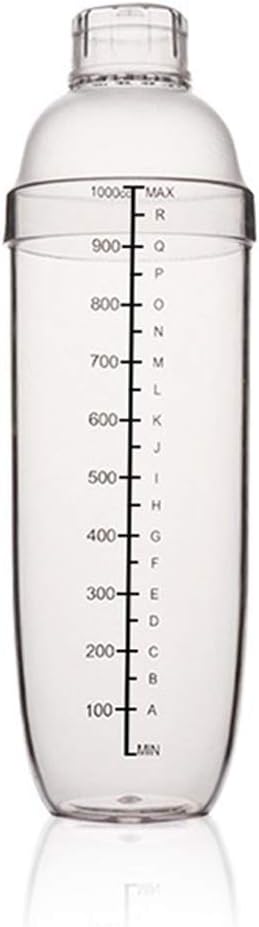 FEOOWV Plastic Cocktail Shaker,Drink Mixer Hand Shaker Cup with Scales,Transparent (33 oz / 1000cc)...