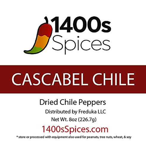 8oz Cascabel Dried Whole Chile Peppers, Chili Seco Pods for Authentic Mexican Food, Heat-Sealed Resealable Bag by 1400s Spices...