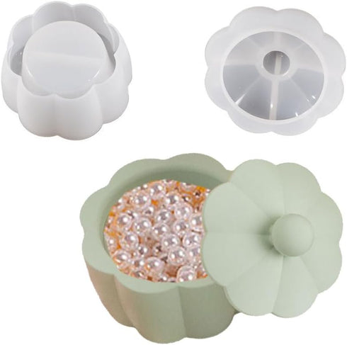 Storage Box Silicone Resin Mold with Lids for Epoxy Resin Jewelry Storage Candle Cup Table Decoration DIY Making Handmade Crafts (Flower Pattern)...