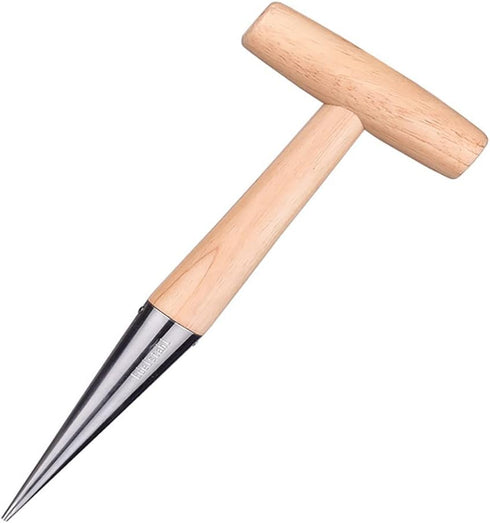 DSparts, Stainless Steel Sow Dibber for Garden Planting Seeds Bulbs Seedling Punch Hole Handle Tools with Wood Handle...