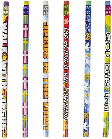 Nikki's Knick Knacks Religious Pencil Assortment - Christian Bible Verse - VBS, Church, Sunday School, Classrooms - 36 Piece...