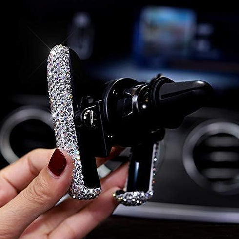 Bling Car Phone Holder Mini Car Dash Air Vent Automatic Phone Mount Universal 360°Adjustable Crystal Auto Car Stand Phone Holder Car Accessories f...