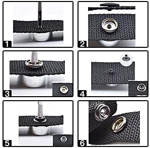 200 Pcs (50 Sets) 5/8 inch (15mm) Leather Snap Fastener Kit Tool Snaps for Leather Stainless Snap Buttons for Bag, Jeans, Clothes, Fabric (Gold+Bl...