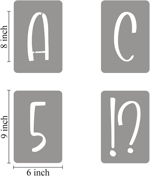 8 Inch Alphabet Letter Stencils for Painting - 42 Pack Letter and Number Stencil Templates with Signs for Painting on Wood, Reusable Letters and N...