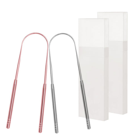 Professional Reduce Bad Breath Metal Tongue Scrapers...